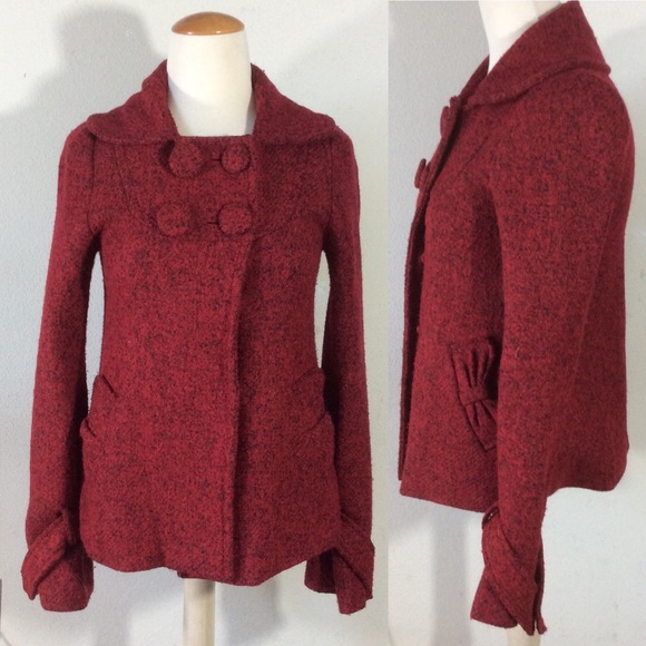 GIFTED 🎁 Doki Geki Nordstrom Red Bow Coat - Picture 1 of 8
